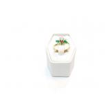 RING, LADYS- 2 SOLDERED, 14KGOLD, CZ CENTER