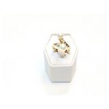 LADIES RING PEARL AND DIAMOND, 14K GOLD 4.6G