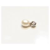 PENDANT 14K GOLD, 8MM PEARL, .043 DIAMOND