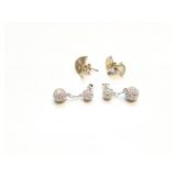 EAR RINGS, STERLING SILVER, 3 PAIR, 10.3G