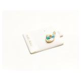 PENDANT 14K GOLD, OPAL(2)/ DIAMOND 2G