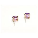 EAR RING 14K GOLD, AMETHYST 3.2G
