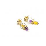 EAR RINGS 14KT, 2G AMETHYST