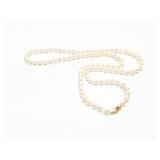 NECKLACE, CULTURED PEARL, 24 IN, 14K CLASP 5X6M