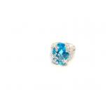 PENDANT 14K GOLD, 14CT BLUE TOPAZ, DIAMOND 134G