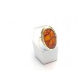 RING 14K GOLD, AMBER ? 9G