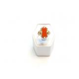 RING 14K GOLD, RED STONE 3.3G