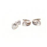 EAR RINGS + PENDANT, STERLING SILVER, 6.1G