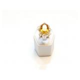 LADIES RING CITRINE AND DIAMONDS 14K GOLD11.93CT