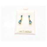 EAR RINGS 14KT GOLD BLUE TOPAZ