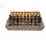 1/8"- LETTER STAMPS- METAL- IN WOODEN CASE WITH