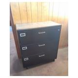 METAL 3 DRAWER HORIZONTAL FILE CABINET- BLACK