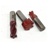 3 ASSORTED END MILLS-  WITH RUBBER COATING