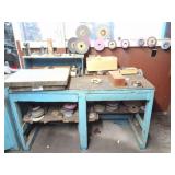 WOODEN BENCH AND ALL CONTENTS-GRIDER WHEELS-