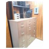 4 - 4 DRAWER METAL FILING CABINETS AND OFFICE