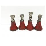 4- SMALL SCREW JACKS- STANDS- APPROXIMATELY 3