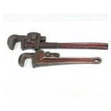 RIGID 12 INCH PIPE WRENCH AND WORTH 18 INCH PIPE