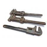 3- VINTAGE ADJUSTABLE WRENCHES  ALL HAVE STAMPING
