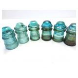 HEMINGRAY NO 9- VINTAGE INSULATORS- 6 INSULATORS
