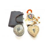 RAGGEDY ANN - ANTIQUE LEATHER PURSE AND MORE