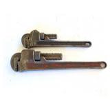 2- PIOE WRENCHES ONE IS RIGID 10 INCH AND OTHER
