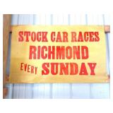 STOCK CAR RACES EVERY SUNDAY- CARDBOARD - VINTAGE