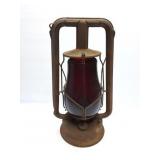 DIETZ- VINTAGE LANTERN- DEEP RED GLASS