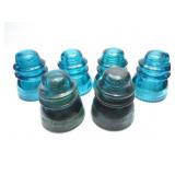 6- HEMINGRAY -42 VINTAGE GLASS INSULATORS