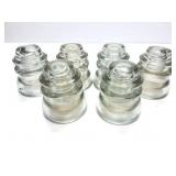 WHITALL TATUM- NO 1- 6 VINTAGE GLASS INSULATORS