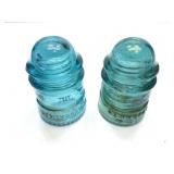 TWO HEMINGRAY  NO 12 - VINTAGE GLASS  INSULATORS