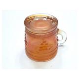 CARNIVAL GLASS MUG- APPROXIMATELY 3.5 INCHES TALL