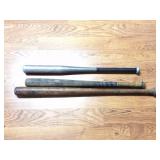 3- VINTAGE BASEBALL BATS-2 WOOD AND ONE ALUMINUM