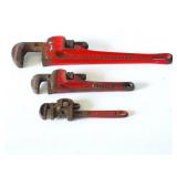 3 PIPE WRENCHES