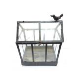 CAST IRON AND GLASS BIRD ENCLOSED VINTAGE SHOW