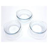 3- FIRE KING IVENGLASS DISHES- WIDEST IS 6 INCHES