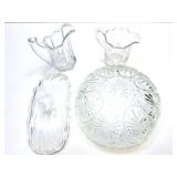VINTAGE GLASSWARE- CUT AND STAMPED- 4 ITEMS