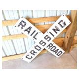 RAIL ROAD CROSSING SIGN- VINTAGE METAL WITH BEADS