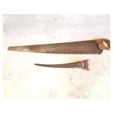 2 VINTAGE SAWS ONE MAN