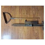 VINTAGE  GARDEN PLANTER AND HEAVY SICKLE