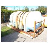 1600 GALLON TANK ON METAL FRAME WITH  WOODEN