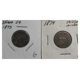 1873 & 1874 Shield Nickels