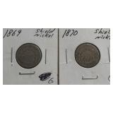 1869 & 1870 Shield Nickels