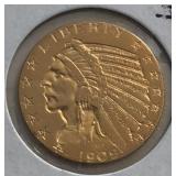 1909 $5 Indian Head Gold Coin
