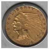1914-D $2.50 Indian Head Gold Coin