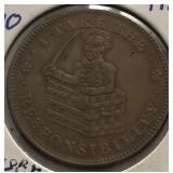 1837 The Responsibility Hard Times Token