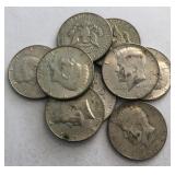 (9) 40% Silver Kennedy Half Dollars