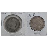 1902-P & 1903 P Barber Halves