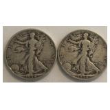 (2) 1934 P Walking Liberty Silver Halves