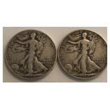 (2) 1938 P Walking Liberty Silver Halves