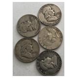 (5) Franklin Half Dollars
